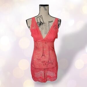 Coralpink lace babydoll Dress Sz M